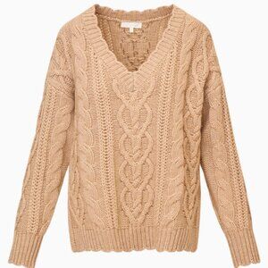 LoveShackFancy Croisette Cashmere Cable Knit Pullover $475